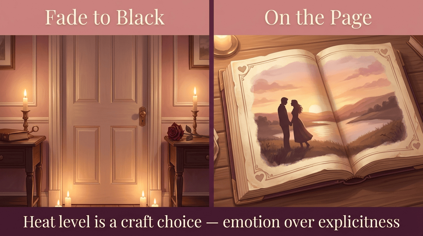Comparison of romance heat levels from sweet and fade-to-black to open door