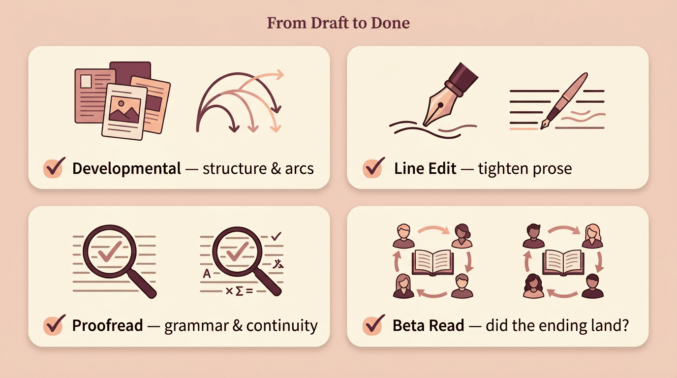 Revision checklist for a finished romance novel draft
