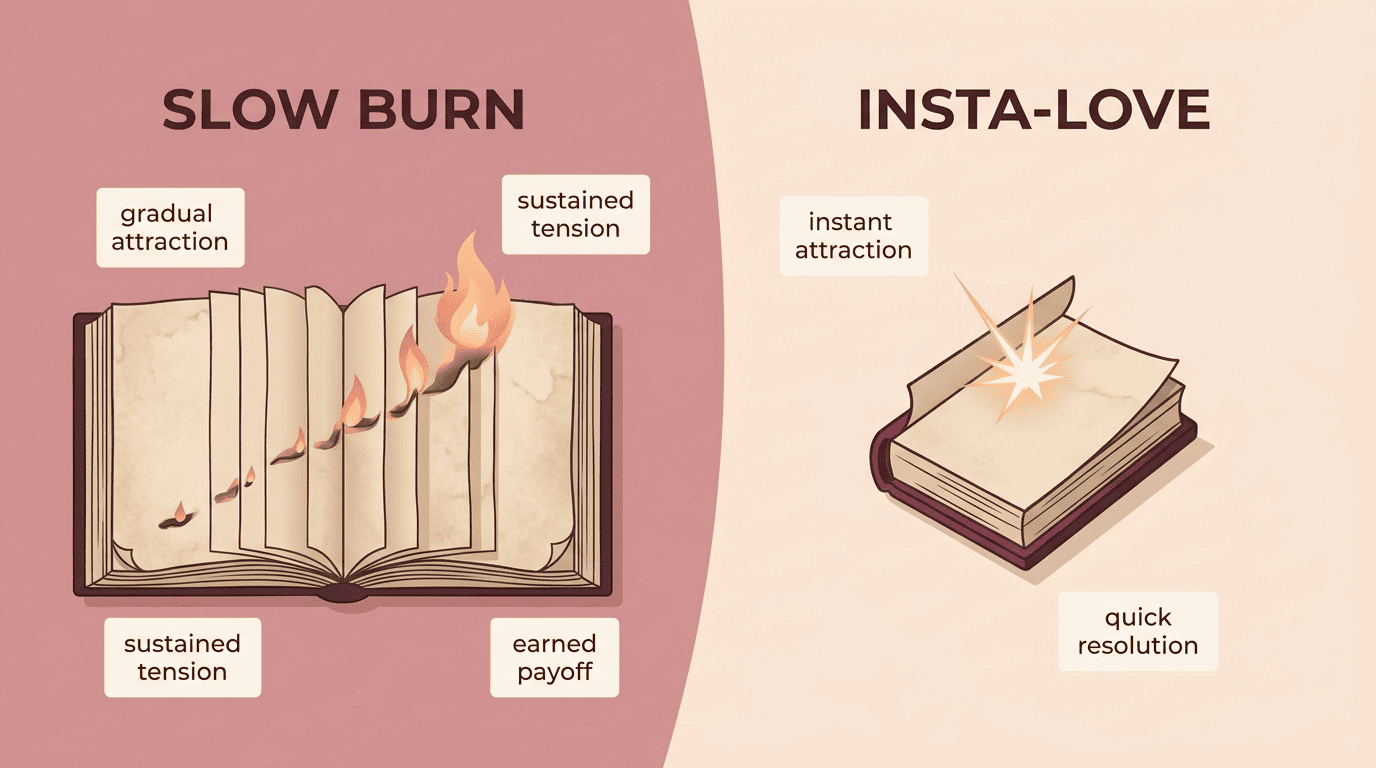 Comparison of slow burn and insta-love pacing