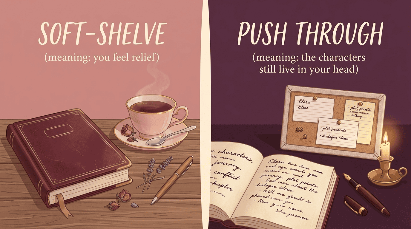 Split comparison of soft-shelving a manuscript versus pushing through, with the signal for each.
